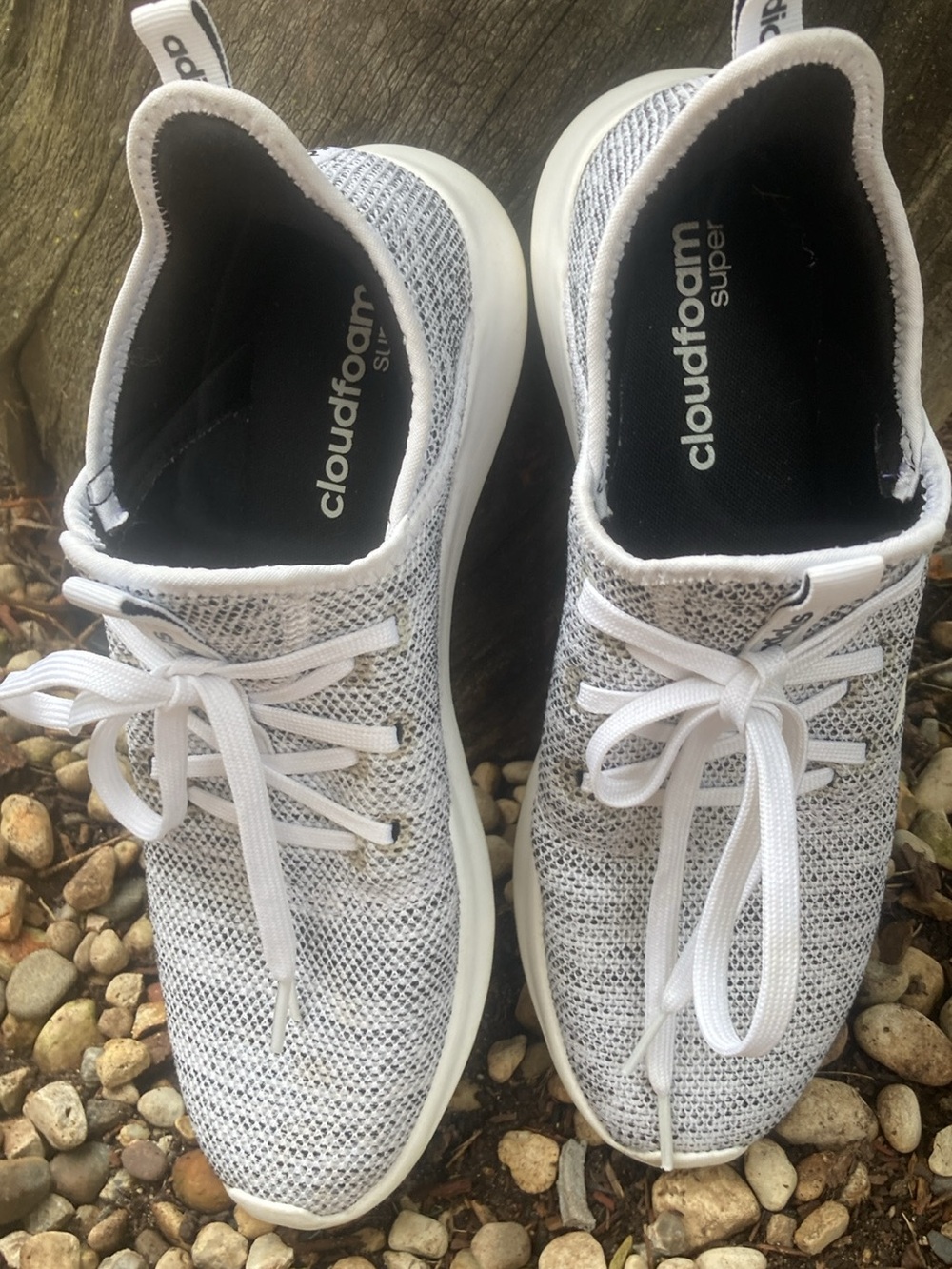 adidas Women’s Cloudfoam Super Knit Sneakers in White and Gray